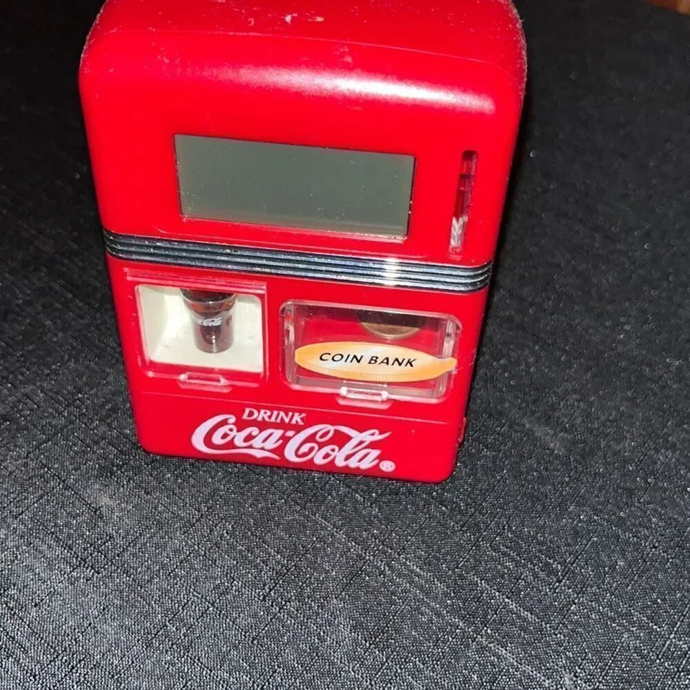 Vintage Miniature Mini Coca Cola Bottles 24 pack in Crate W Digital Coin Bank/Cl